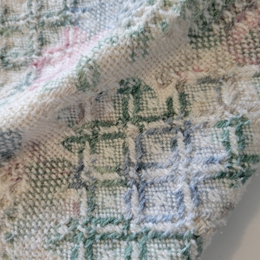 Cottagecore Fringe Hem Knit Throw Blanket Multicolor - Picture 6 of 7
